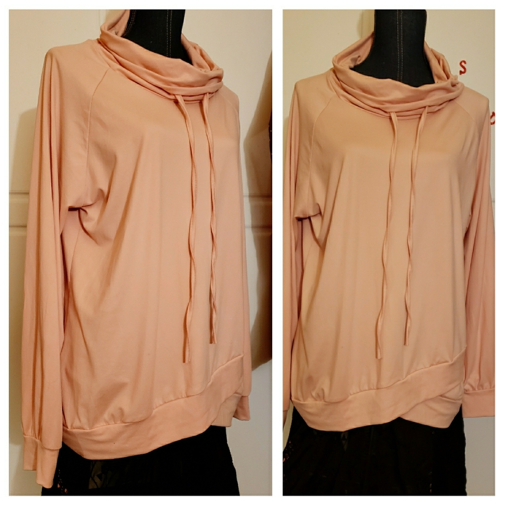 Women's Peach Colored Cowl Neck Sweater.